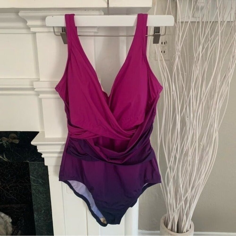 Lands' End Purple and Blue Swimsuit - Picture 2 of 6